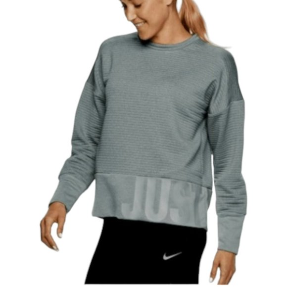 Nike Dri Fit Just Do It Training Crewneck Sweatshirt - Heathered Gray - M - Picture 1 of 9